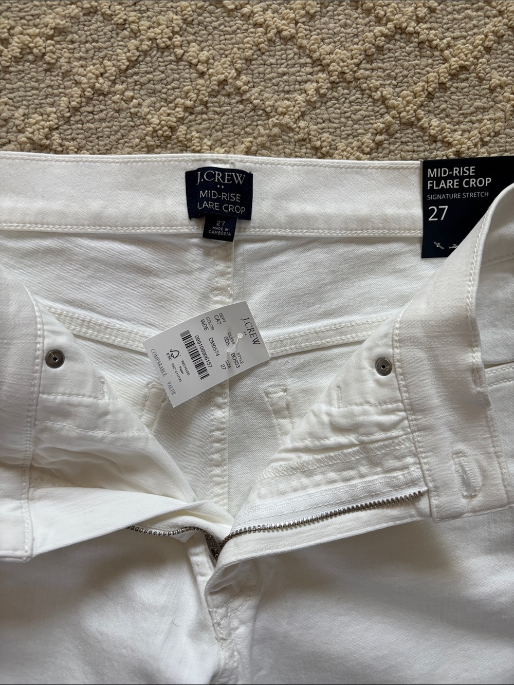 NWT J. Crew Factory White Mid-Rise Flare Crop Jeans - Picture 2 of 7